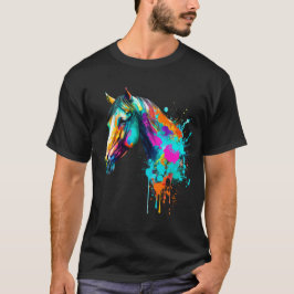 Camiseta farbenfrohes Pferde-Design in Aquarell
