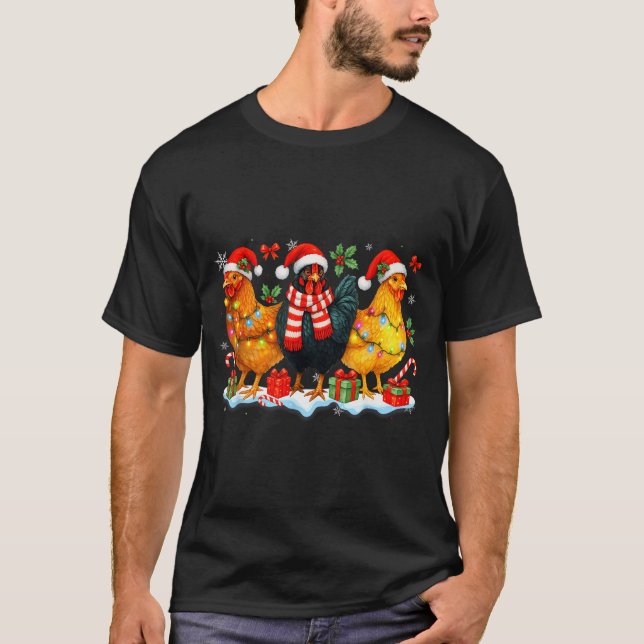 Camiseta Farm Animal Funny Chicken Christmas Lights Cute Xm (Anverso)