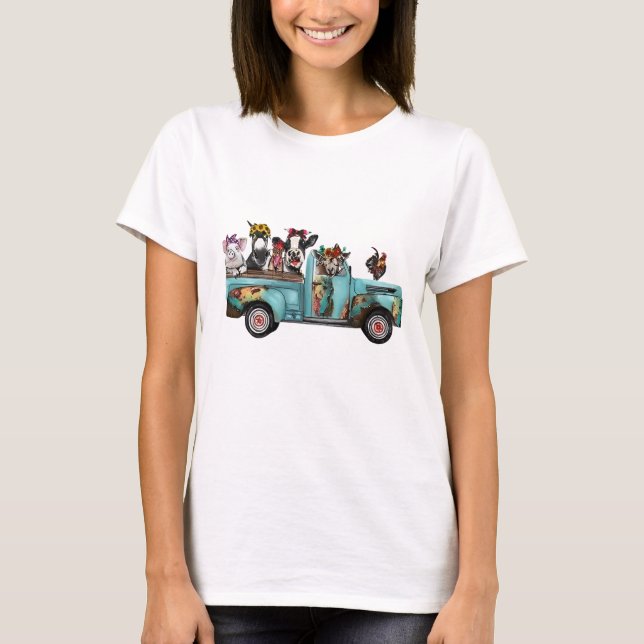 Camiseta Farm Animal Truck Shirt For Birthday Gift For Wome (Anverso)