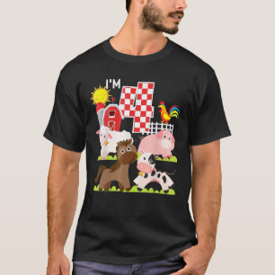 Camiseta Farm Animals Barnyard 4Th Birthday I'm 4-Year Old