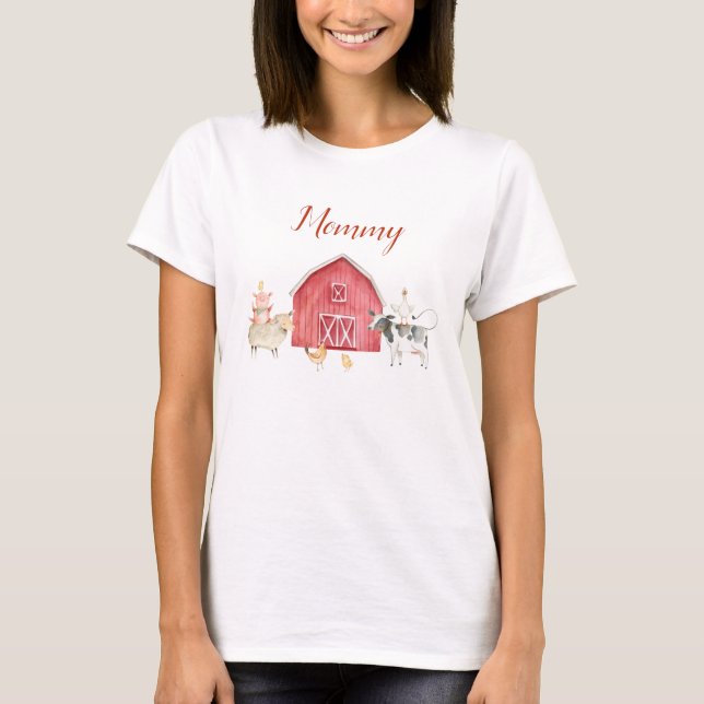 Camiseta Farm Animals & Red Barn Birthday Family T-Shirt (Anverso)