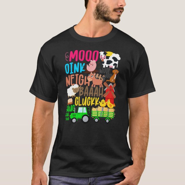 Camiseta Farm Animals Sounds Oink Baa Neigh Cluck Moo Toddl (Anverso)