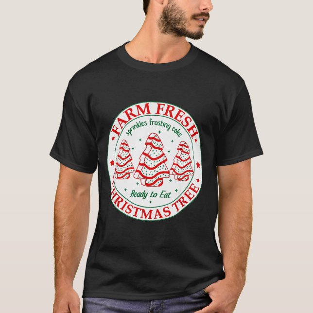 Camiseta Farm Fresh Christmas Tree Cakes Retro Xmas Tree Fa (Anverso)