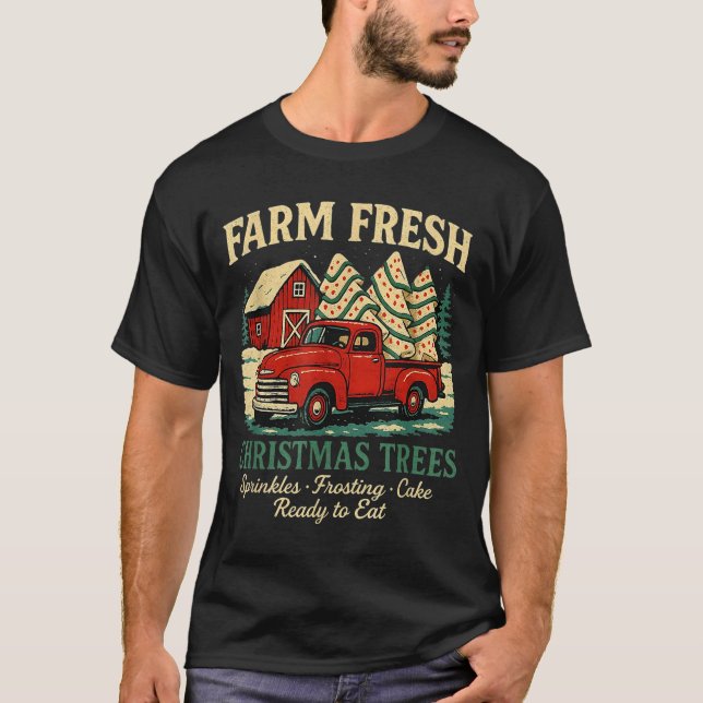 Camiseta Farm Fresh Debbie Christmas Cake Retro Red Truck H (Anverso)