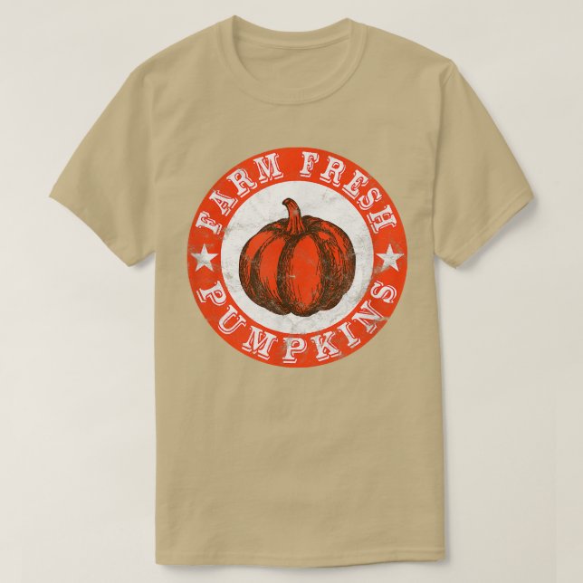 Camiseta Farm Fresh Pumpkins Retro Distressed  (Diseño del anverso)