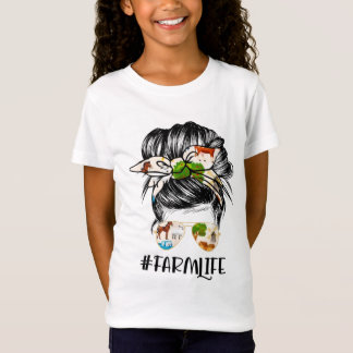 Camiseta Farm Life Messy Hair Bun Chica