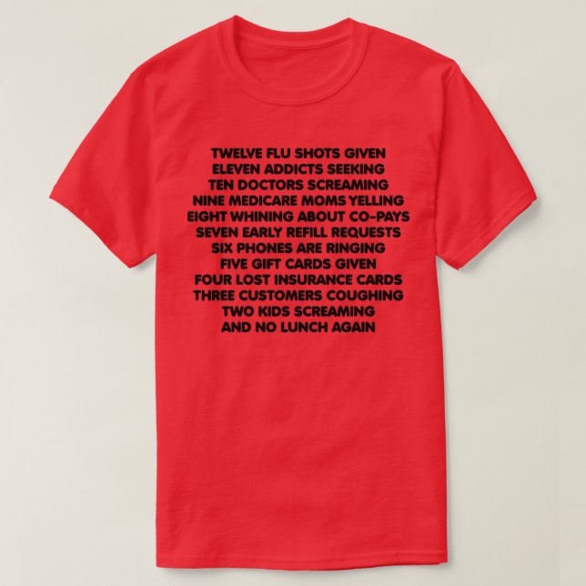 Camiseta Farmacéutico 12 días de Navidades (Diseño del anverso)