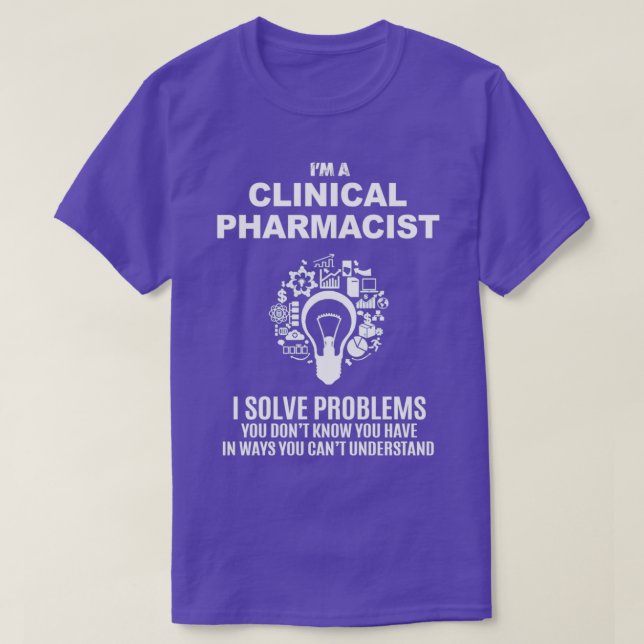 CAMISETA FARMACÉUTICO CLÍNICO SOLUCIONA PROBLEMAS BLANCOS (Diseño del anverso)