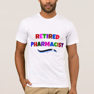 Camiseta Farmacéutico retirado, diseño de texto colorido