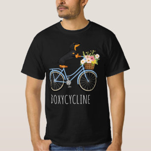 Camiseta Farmacia de doxiciclina chiste , Dachshund en bici