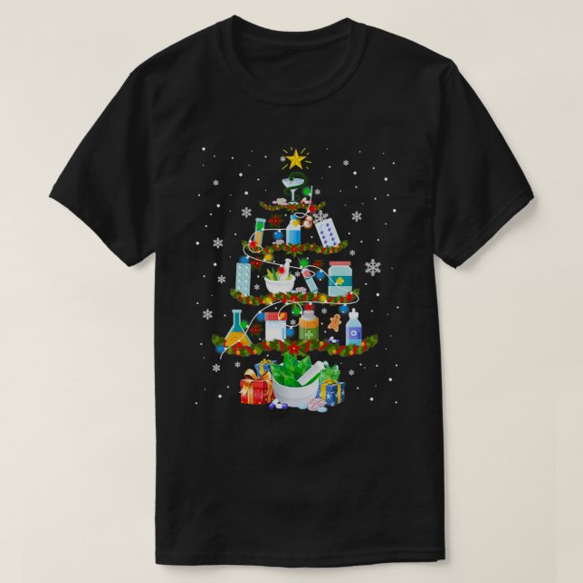 Camiseta Farmacia Farmatree Navidad Árbol Medicación Far (Diseño del anverso)