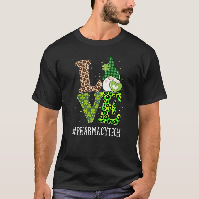 Camiseta Farmacia Tech Love St Patricks Day Gnome Leopard (Anverso)