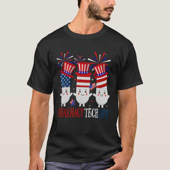 Camiseta Farmacia Tech Pills Patriótico Estadounidense 4 De (Anverso)