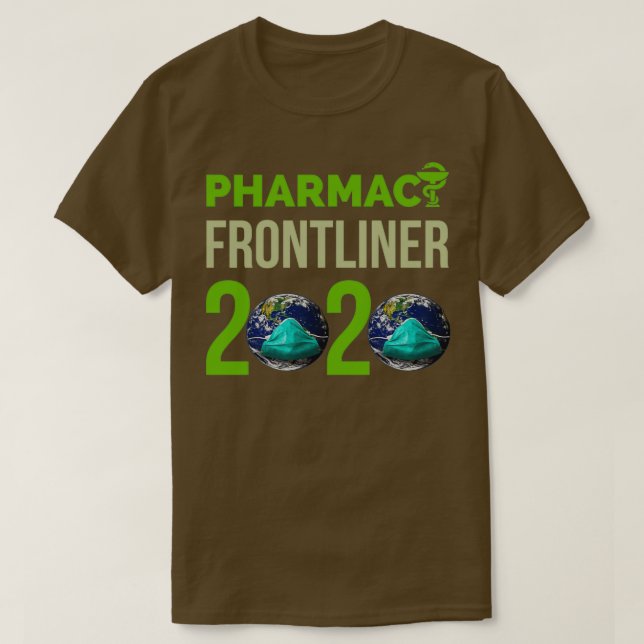 Camiseta farmacy frontliner 2020 globe con máscara (Diseño del anverso)