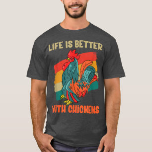 Camiseta Farmer Life Is Better With Chickens Retro Vintage 