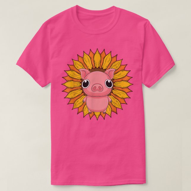 Camiseta Farmer Sunflower Piglet Farm Animal Farming Cute P (Diseño del anverso)