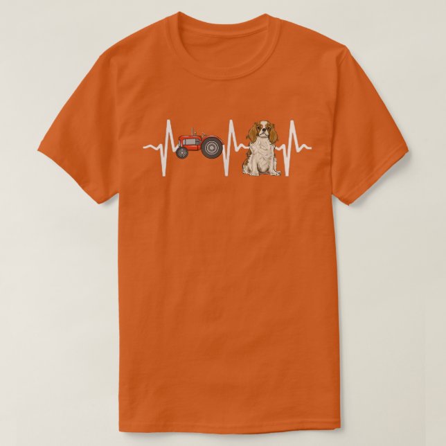 Camiseta Farmer Tractor Cavalier King Charles Spaniel Heart (Diseño del anverso)