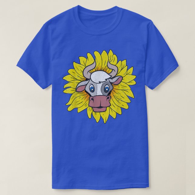 Camiseta Farming Cow Lover Hippie Sunflower Farmer Farm Ani (Diseño del anverso)