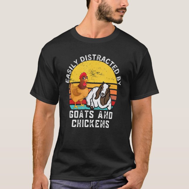 Camiseta Farming Quote Easily Distracted By Goats And Chick (Anverso)