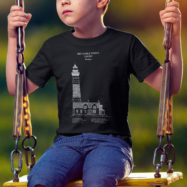 Camiseta Faro Big Sable Point - Michigan - AD (Big Sable Point Lighthouse - Michigan – AD. Boy Basic Black T-Shirt)