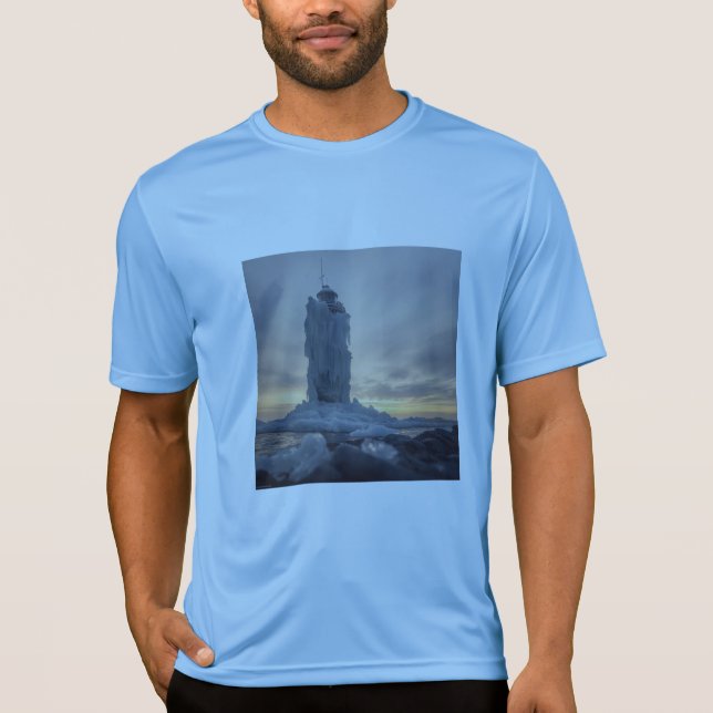 Camiseta Faro costero cubierto de hielo (Anverso)