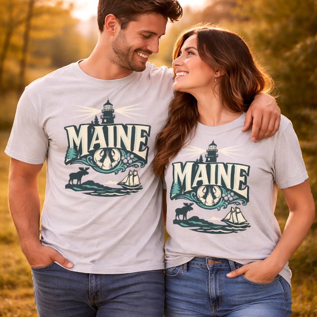 Camiseta Faro Costero Vintage de Maine (Subido por el creador)