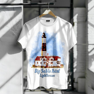 Camiseta Faro de Big Sable Point Acuarela - Míchigan