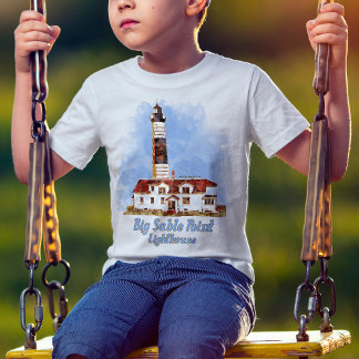 Camiseta Faro de Big Sable Point acuarela - Michigan