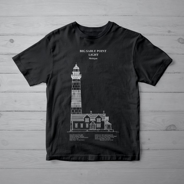 Camiseta Faro de Big Sable Point - Míchigan – DC (Big Sable Point Lighthouse - Michigan – AD. Girl Basic Black T-Shirt)