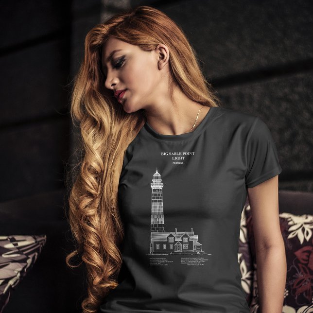 Camiseta Faro de Big Sable Point - Míchigan – DC (Big Sable Point Lighthouse - Michigan – AD. Women Basic Black T-Shirt)