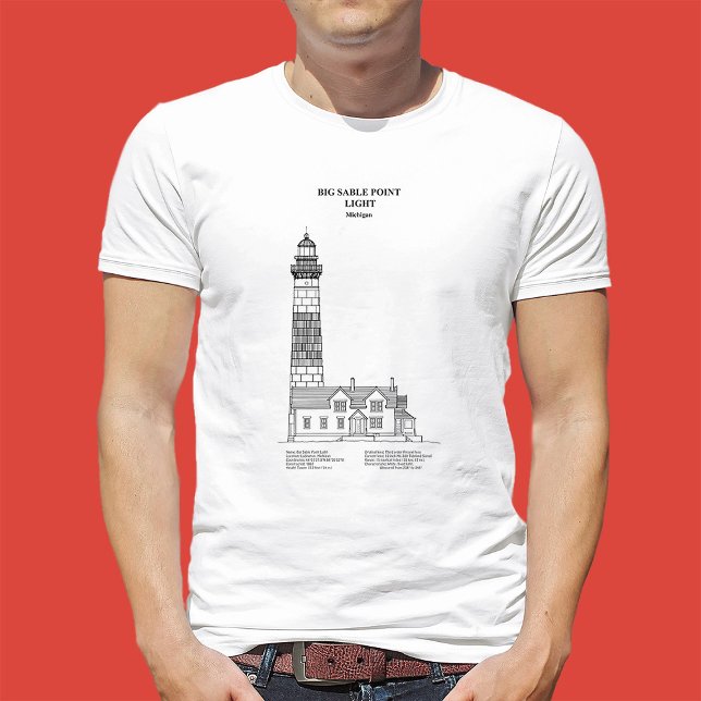Camiseta Faro de Big Sable Point - Míchigan - SBD (Big Sable Point Lighthouse - Michigan - SBD. Men Basic White T-Shirt)