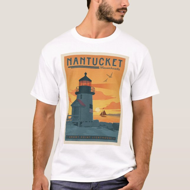 Camiseta Faro de Brant Point | Mamáes de Nantucket (Anverso)