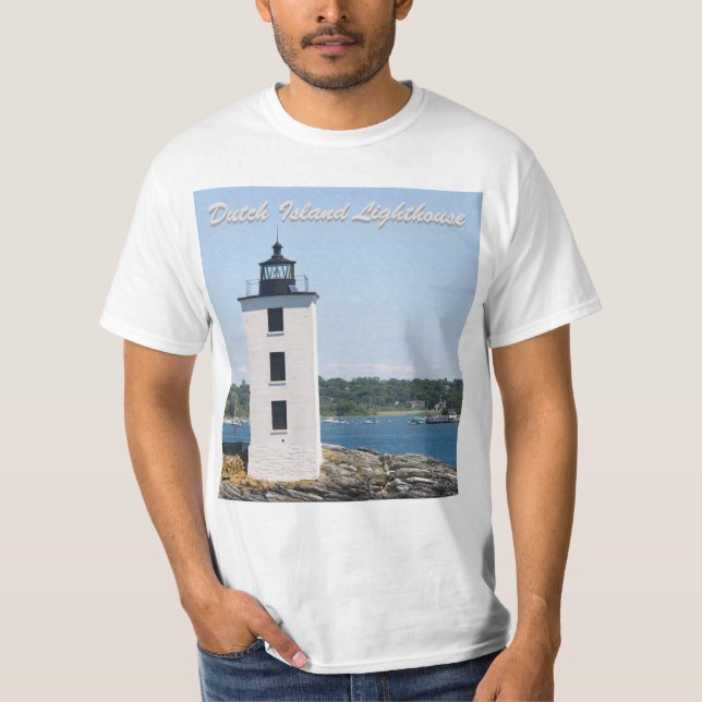 Camiseta Faro de la isla holandesa (con texto) (Anverso)