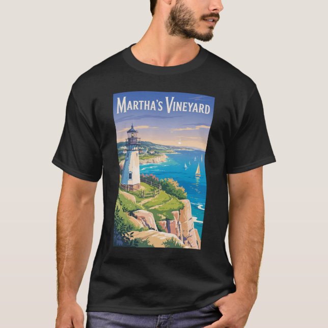 Camiseta Faro de Martha's Vineyard Massachusetts Viajes (Anverso)