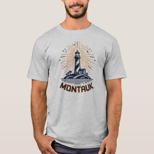 Camiseta Faro de Montauk Point Nueva York Amanecer