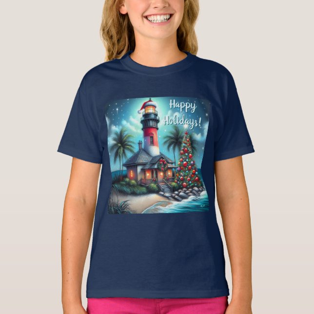 Camiseta Faro de Navidades tropicales personalizado (Anverso)