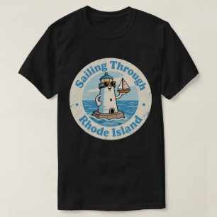 Camiseta Faro de Rhode Island divertido vintage en velero 