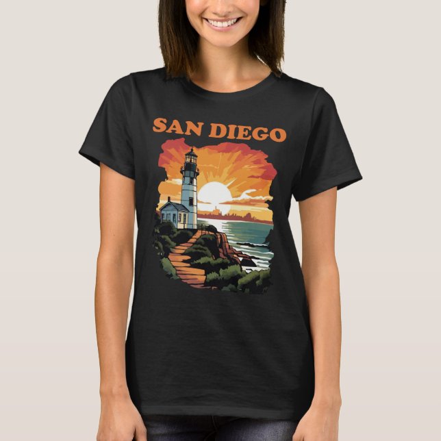 Camiseta Faro de San Diego Viaje Naranja (Anverso)
