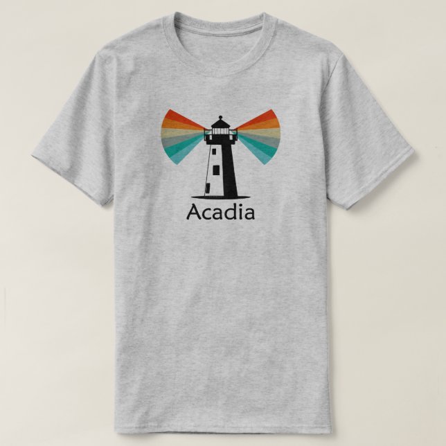Camiseta Faro del Parque Nacional Acadia Arcoíris (Diseño del anverso)