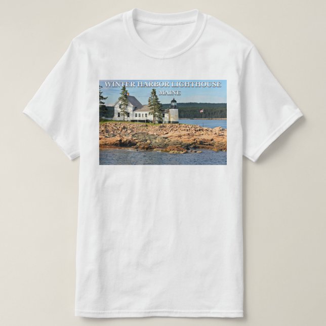 Camiseta Faro del puerto del invierno, Maine (Diseño del anverso)