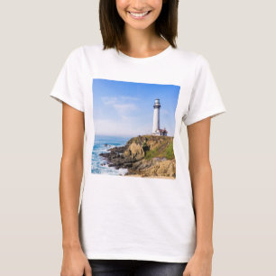 Camiseta Faro en la colina cielo azul casa blanca océano