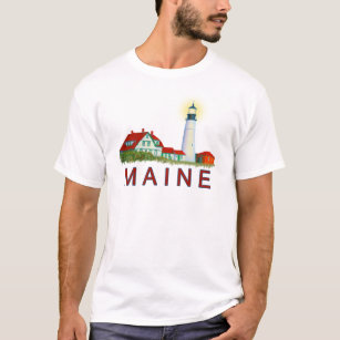 Camiseta Faro, Maine, luz de cabeza de Portland, costa