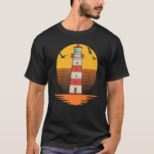 Camiseta Faro Náutico de Aguas Marinas Océanas Retro Sunset