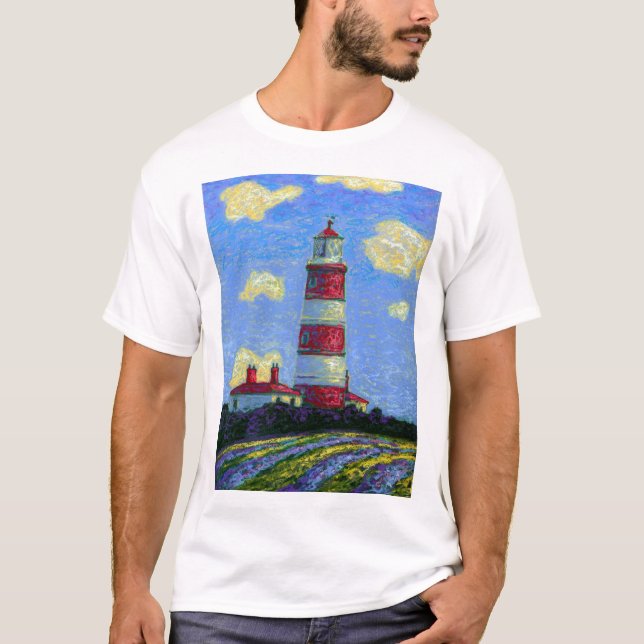 Camiseta Faro Pastel y campos de lavanda (Anverso)