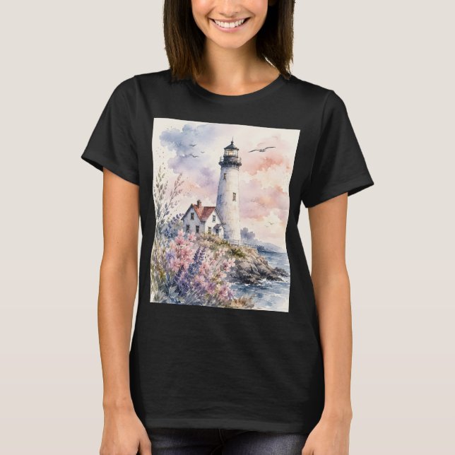 Camiseta Faro pintado a la acuarela (Anverso)