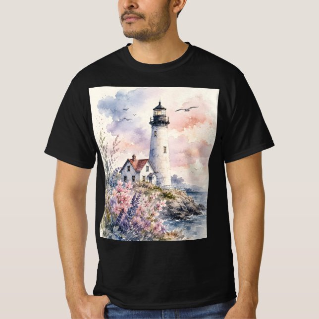 Camiseta Faro pintado a la acuarela (Anverso)