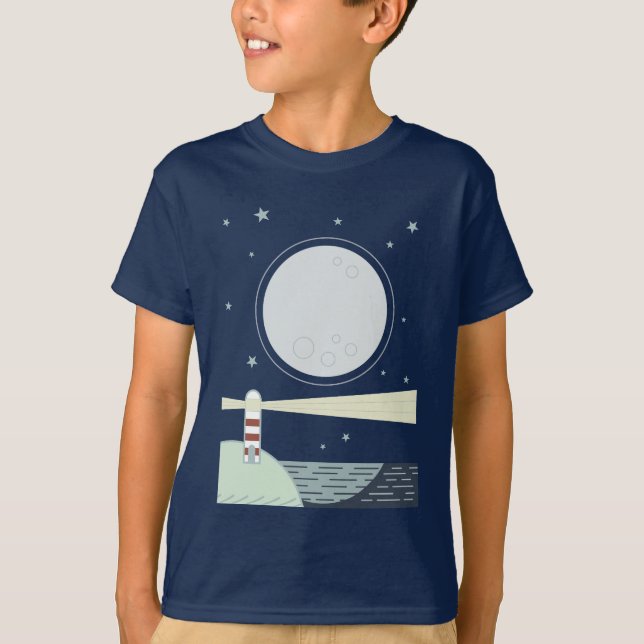 Camiseta Faro simple con luna y estrellas (Anverso)