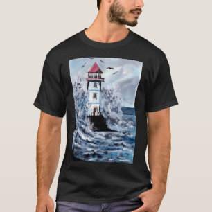Camiseta Faro y tormenta acuarela