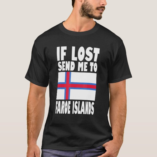 Camiseta Faroe Islands Flag Design  If lost send me to Faro (Anverso)