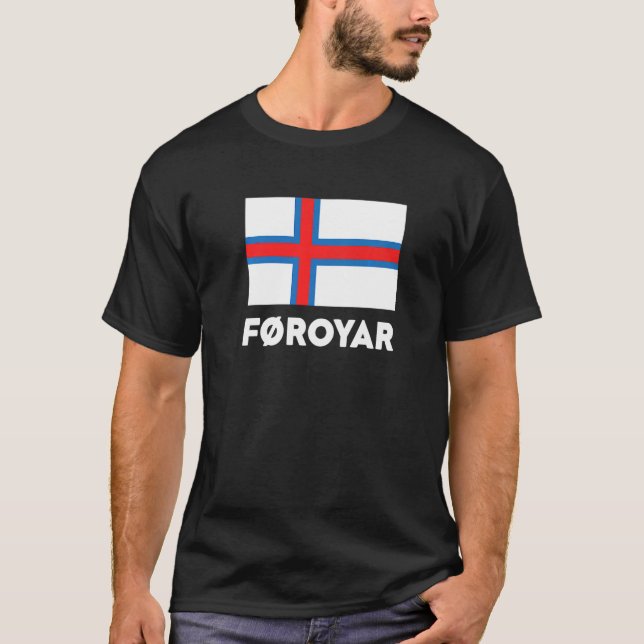 Camiseta Faroe Islands Flag Føroyar White Blue Red (Anverso)